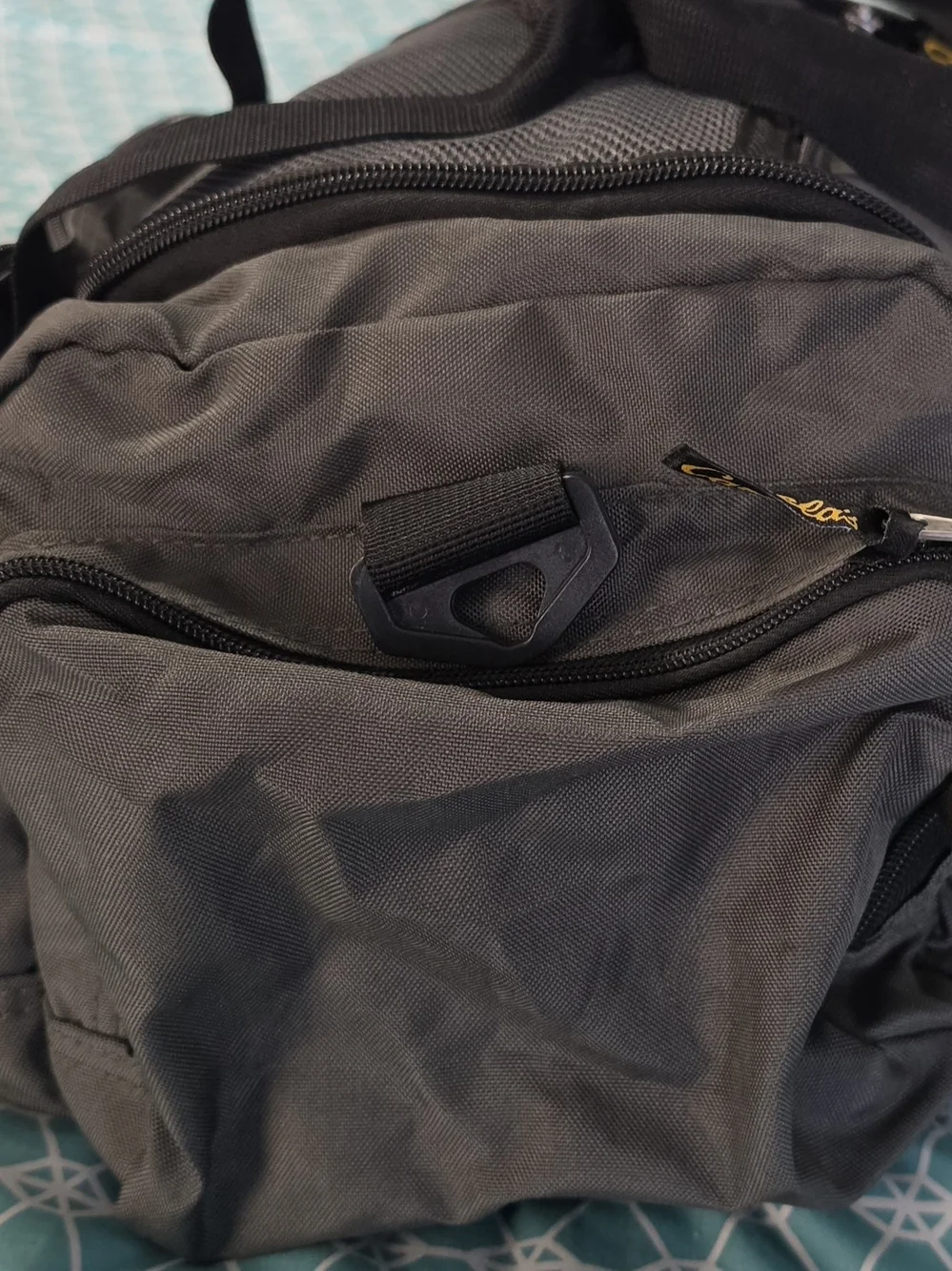 Cabela's Black and Gray Duffel with Yellow Logo